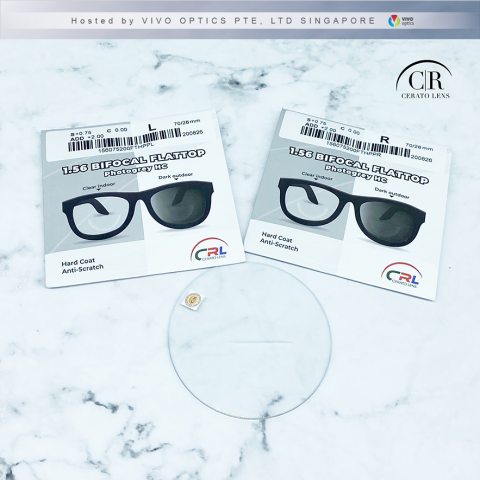 TRÒNG KÍNH HAI TRÒNG ĐỔI MÀU VIVO SINGAPORE 1.56 BIFOCAL FLATTOP PHOTOGREY